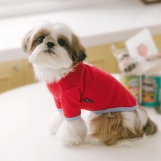 PETSLAND 狗狗可愛標籤T恤, 1個, 紅色