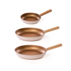 Kitchen-Art 平底鍋具套組 3件組 11955, 金色+粉色, 煎鍋20cm+28cm+30cm