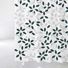 北歐風印花浴簾+不鏽鋼掛鉤 12入+窗簾桿組, sc771（浴簾），白色（窗簾桿）