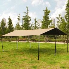 camp village 防水黑膠塗層接縫密封長方形天幕組, 米色