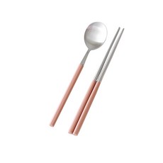 카모메키친 컬러무드 수저세트, 코랄핑크, 숟가락 + 젓가락, 1세트