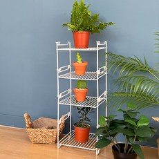 積木花盆整理架 S, 4層, 白色
