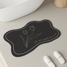 PEONIST 吸水性奶油風防滑地墊, 黑色