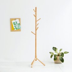 WOODYHOME 原木立式衣架迷你衣架, 淺木色