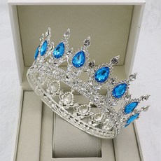 LUNA GLAM 自助婚紗水滴銀色皇冠, 湖水藍(LUD213), 1個