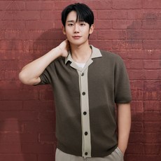 MIND BRIDGE 翻領配色短袖開襟衫 MYCD3101