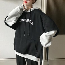 페이크 반소매 투피스 오버핏 후드티 임산부 상의 임부복