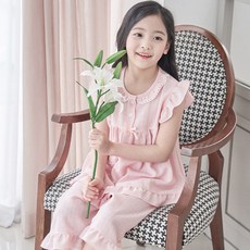 DS DOSSY 女童學生涼感嫘縈短袖圓領睡衣上下套裝