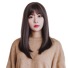 Gabalnara 女用頂部髮片 頭頂補髮髮片 空氣瀏海 直髮 記憶真髮, 自然黑, 1個