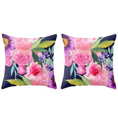 花卉水彩畫風景畫抱枕套 2件組