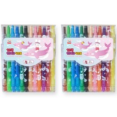 YOUNGART 女孩款旋轉彩色鉛筆 12色 2入組, 2個