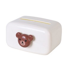 JCP 簡約可愛小熊衛生紙盒, 白色, 1個