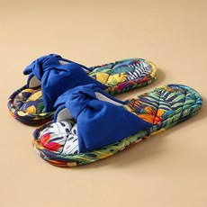 EVER HOUSE 熱帶蝴蝶結軟墊室內拖鞋, 1個, 藍色