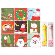 快樂聖誕卡 9 件套 + Squishy 中性筆 2 件套, 1套, 隨機出貨(卡內/卡套/筆)