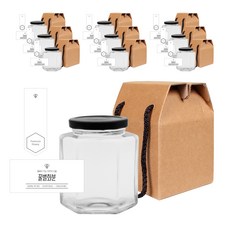 六角蜂蜜罐500g+黑蓋隨機出貨+簡易蜂盆S貼+封條+盒裝, 10組