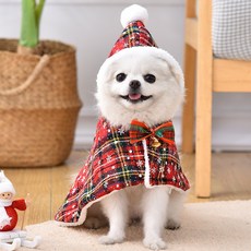 Lanboer 寵物雪花聖誕斗篷, 紅色