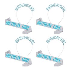 블럭마트 파티용품 생일 어깨띠 + 머리띠 세트, 4세트, TYPE4