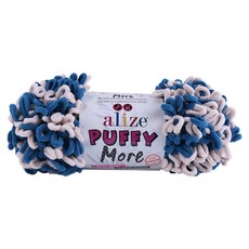 Alizee Mamanit Puppy More 手指編織毛線, 6263 鈷藍色 + 米色混合, 1個
