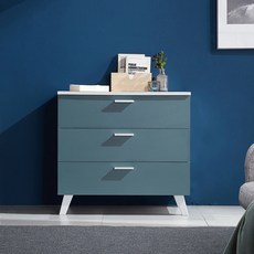 비앙스 터쿼이즈 폭 넓은 서랍장 방문설치, 화이트, 3단