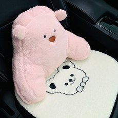 Artbenny車用腰部靠背墊 粉色+坐墊組, 1套