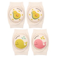 Yomilock 孩童造型印花護膝, 酪梨款+鯨魚款, 2副