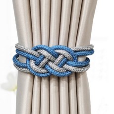 MARKET A 奢華磁力窗簾束綁帶, 天藍色+灰色, 1個