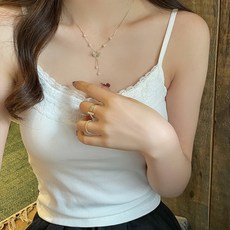 Elsso 女款蕾絲蝴蝶結羅紋附罩杯細肩帶背心