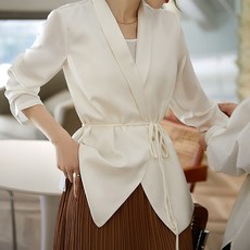 마켓에이 여성용 엘레강스 브이넥 랩 자켓
