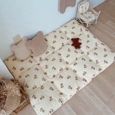 돗투돗 유아용 논슬립 트윌 토퍼, 멜란체크 돗테디 옐로우, 1개