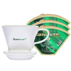 Baristar 자기 커피 드리퍼 BD1 + 여과지 BF1 100p x 3개 세트, 혼합색상, 1세트