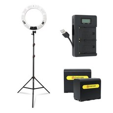 대한 링라이트 45.5cm + 슈퍼 스탠드 + 배터리 2p + 충전기 + 가방 세트, 1세트, KIT-RL18-04(화이트)