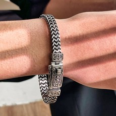 노이드비 남성용 써지컬스틸 더블스피카 엔틱 체인 버클팔찌