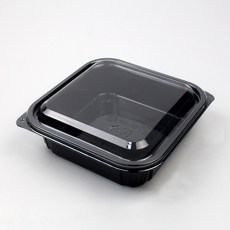 Inp 黑色方形沙拉容器 600ml 16 x 16 x 4.5 cm SK-107, 1入, 100個