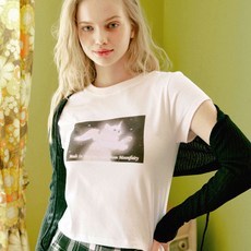 문페어리 여성용 엔젤 캣 티셔츠