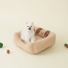 펫본 강아지 뽀글이 스퀘어 쿠션, 1개, BEIGE
