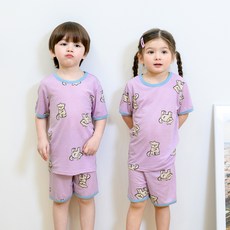 bonumam 兒童五分人造絲單面家居服上下套裝