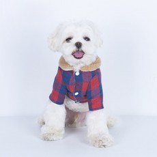 PRDP011 格紋羔羊毛秋冬狗狗夾克, 紅色, 1個