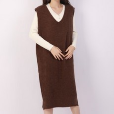 뮤리엘 여성용 데일리 심플 트임 니트 조끼 원피스