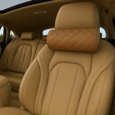 킨톤 캄무드 가죽 타공 차량용 목쿠션, 브라운, 1개