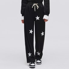 엘쏘 여성용 키치 패턴 이지웨어 기모 와이드 트레이닝 팬츠