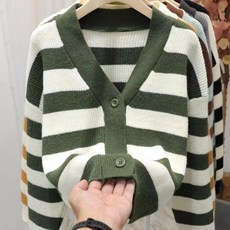 묘먀미 여성용 브이넥 펀칭 긴팔 가디건 YY416