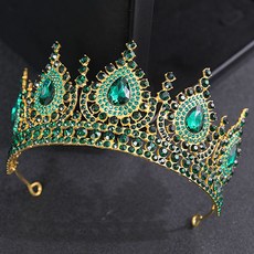 自助婚禮新娘皇冠重點髮飾 vmv993, 1個, 綠色