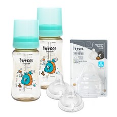 iBYEOL Friends PPSU奶瓶 300ml 2入+奶嘴頭 2入, 薄荷色, 300毫升, 第4階段(6個月以上)