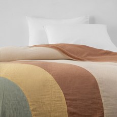 HOLA 和樂家居 艾禮思抗菌雙層皺皺紗純棉兒童毯, 彩虹