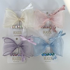 BEASOL 水鑽 + 蝴蝶結髮夾 4款 x 2入組