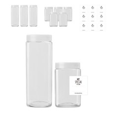 瓶批發.com 雜糧罐 半透明蓋 方形 700ml x 6p + 1200ml x 4p + 貼紙 N21 10p, 混合顏色, 1個