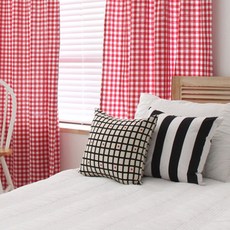 亞麻格紋大窗窗簾, 紅色