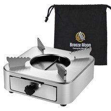 브리즈문 온앤오프 미니 화로 고체연료 가정용 스토브 버너 + 보관 파우치 세트, 실버, 1세트