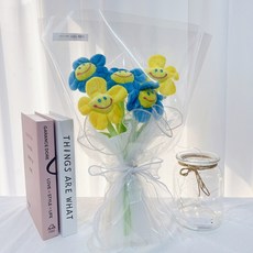 러블리팜 조화 오늘도 예쁘다 스마일 꽃다발, 1개, 블루