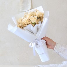 ScentBasket 玫瑰滿天星永生花束, 象牙白